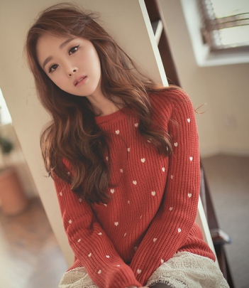 【韩国官网 可验证】bongjashop甜美桃心宽松毛衣（3色）