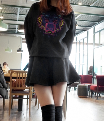 韩国代购2014新款 KEN ZO同款虎头套装（卫衣+半身短裙）2色