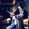 韩国女装代购 hanaunni街拍风特别花纹系带长款开衫