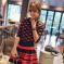韩国代购批发 11am套装（红唇针织衫+条纹半身短裙）2色