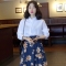 韩国服装代购 lovestar9素雅大花高腰半身短裙（2色）