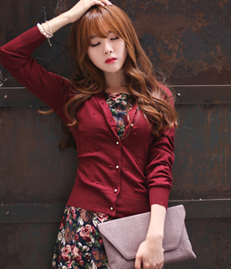 韩国女装代销 bongjashop水玉波点针织开衫（5色）