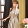 韩国品牌女装代购 attrangs气质露肩系带收腰连衣裙