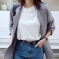 韩国服装代购 mocobling气质纯色大口袋中长款西装（2色）