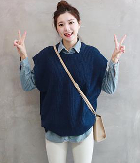 韩国女装网店代销 mossbean百搭纯色针织背心（4色）