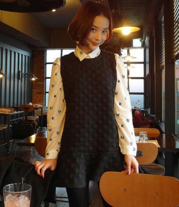 韩国女装代销 mocobling波点无袖娃娃连衣裙