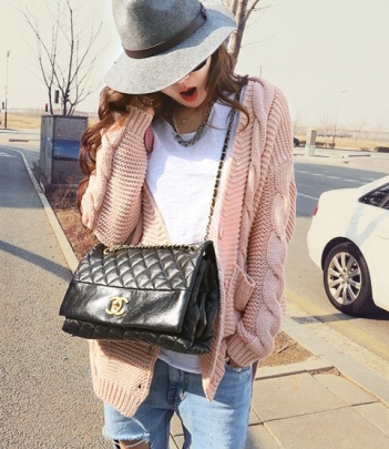 韩国服饰批发 naning9麻花编织慵懒针织开衫