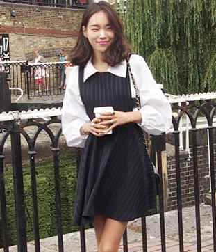 韩国代购正品 24coco镂空复古高腰无袖连衣裙（2色）