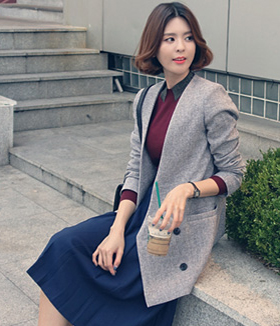 韩国女装正品代购 babirolen气质男友风中长款大衣外套（2色）