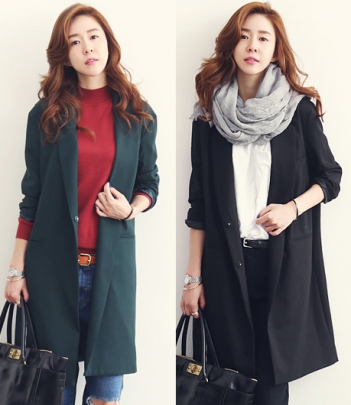 韩国女装正品代理 naning9极简风气质长款西装大衣（2色）