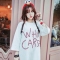 韩国女装代理 yubsshop彩色麻花编织字母宽松长款T恤（2色）