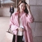 韩国女装网店代销 bubbleandchic宽松长款粉色风衣