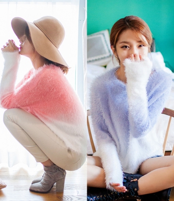 韩国女装代购 chuu渐变毛绒衫（2色）