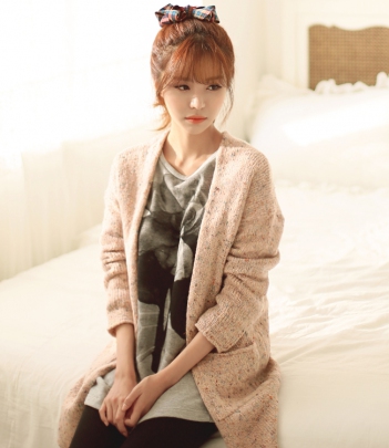 韩国服装网店代理 bongjashop彩色水玉波点针织开衫（3色）