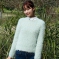 韩国女装代购新款 cherrykoko薄荷色毛绒衫