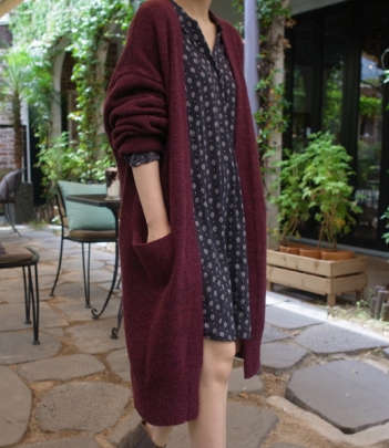 韩国女装正品代理 holicholic大地色气质长款针织开衫（2色）