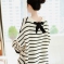 韩国女装批发 soo-a蝴蝶结条纹宽松针织衫（3色）