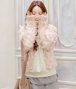 韩国女装秋冬爆款 babinpumkin亮片羊羔圈圈绒短外套（3色）