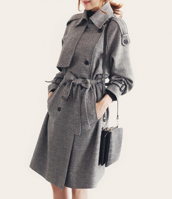 韩国服装代购 naning9气质蝴蝶结收腰长款风衣（大衣）多穿法