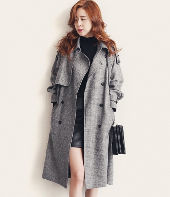 韩国服装代购 naning9气质蝴蝶结收腰长款风衣（大衣）多穿法