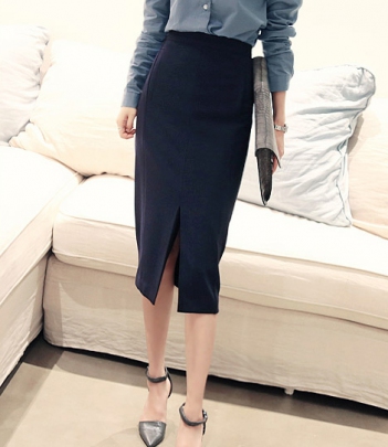 韩国正品代购 naning9性感开叉高腰包臀半身铅笔裙（中裙）