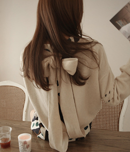 韩国女装秋冬热款 partysu气质镂空蝴蝶结短款羊毛衫