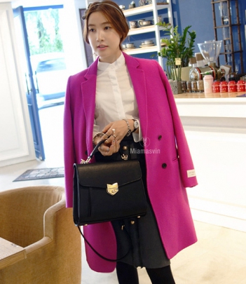韩国女装代销 miamasvin气质纯色长款西装羊毛大衣（5色）