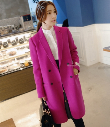 韩国女装代销 miamasvin气质纯色长款西装羊毛大衣（5色）