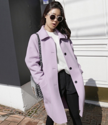 韩国服装网店代销 lovestar9纯色长款羊毛大衣