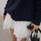 韩国服装网店代理 pighip梦幻蕾丝花朵半身短裙（2色）