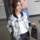韩国女装代理 miamasvin水墨大花棒球开衫短外套