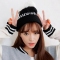韩国服饰网 stylenanda可爱毛球字母毛线帽