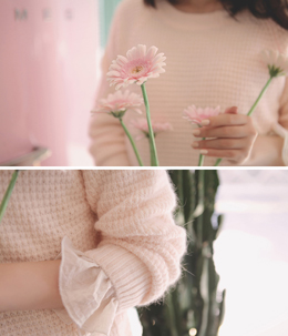 韩国女装代购新款 浪漫纯色安哥拉兔毛衫（2色）