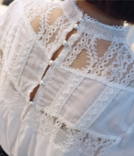 韩国女装秋冬爆款 babirolen超仙蕾丝花边拼接衬衫