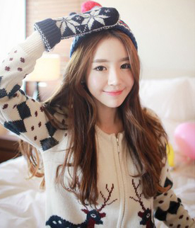 韩国服饰网 cherry-spoon圣诞风甜美可爱小鹿针织开衫