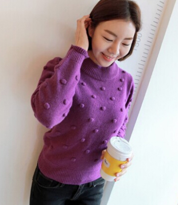 韩国服饰秋冬热款 立体水玉波点毛衣（2色）