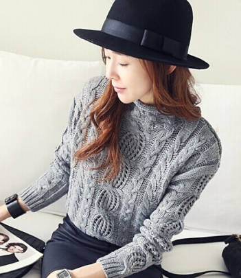 韩国女装代理 naning9勾花镂空毛衣