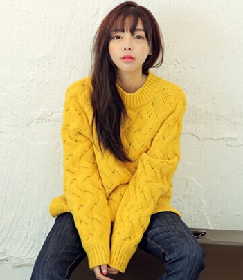 韩国女装网店代理 stylenanda极简风麻花编织毛衣（2色）