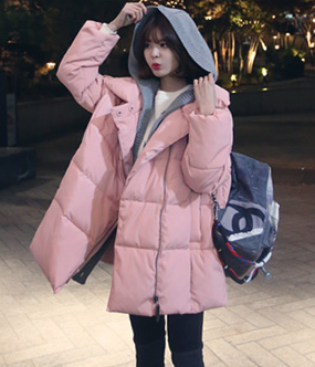 韩国服饰 babirolen连帽假两件长款羽绒服(多穿法)2色