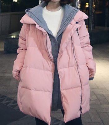 韩国服饰 babirolen连帽假两件长款羽绒服（多穿法）2色