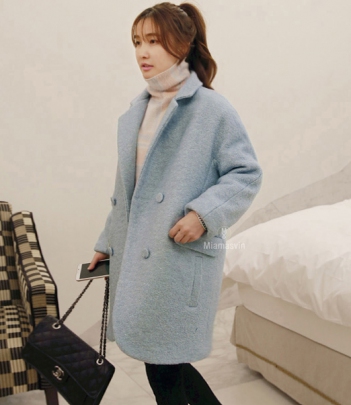 韩国女装代理 miamasvin纯色长款羊毛大衣（2色）