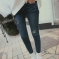 韩国服装网店代销 kongstyle街拍风磨破牛仔小脚长裤