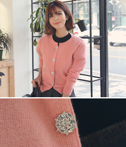 韩国女装网店代销 babirolen亮钻装饰修身针织开衫（2色）