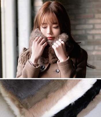 韩国女装代购新款 attrangs浪漫流苏兔毛围巾（6色）