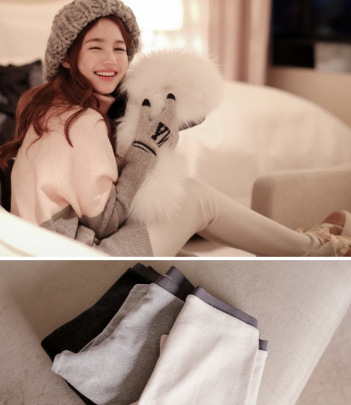 韩国正品代购 cherry-spoon百搭纯色显瘦打底裤（4色）