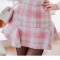 韩国正品代购 babinpumkin高腰羊毛格纹半身花苞短裙（2色）