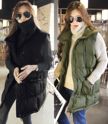 韩国女装正品代购 naning9百搭街拍风纯色棉马甲（2色）