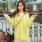 韩国服装网店代理 cherrykoko百搭浪漫奶油黄色针织衫