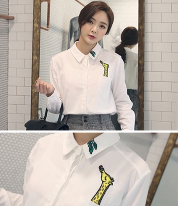 韩国女装正品代购 babirolen可爱长颈鹿衬衫