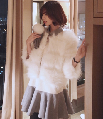 韩国女装2015新款 babirolen气质名媛风短款人造皮草（3色）